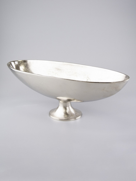 Блюдо на ножке (металл), 45х14xH16см, серебряный