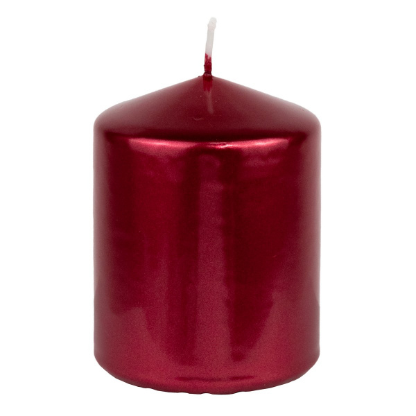 Свеча-столбик Металлик, H7,5xD5см, красный