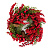 Венок еловый с ягодами и шишками, D45см, красный/зеленый